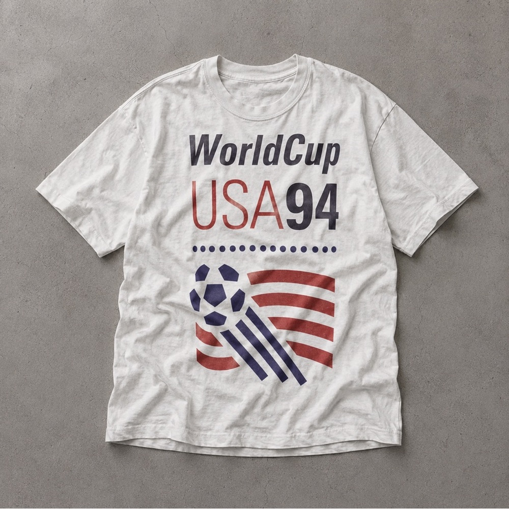 Gildan White World Cup USA 94 Graphic Tee - Red & Blue Print
